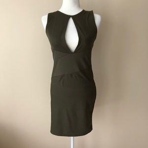 Missguided body con army green keyhole mini dress
